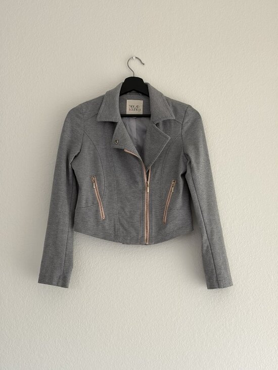 Thread & Supply Jackets & Blazers - Thread & Supply Moto Jacket Gray Asymmetrical Zip